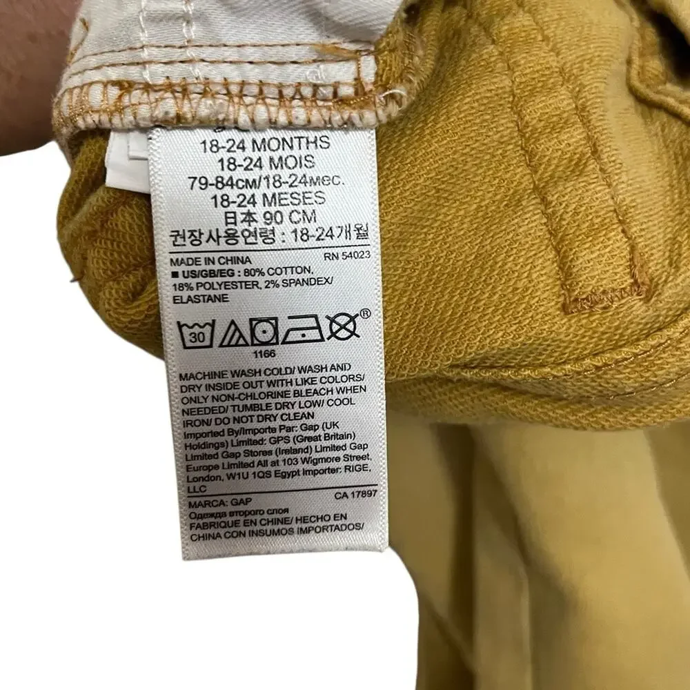 Gap Denim | Mustard Yellow Slim Faded Stretch Pants Boys 18-24 Months